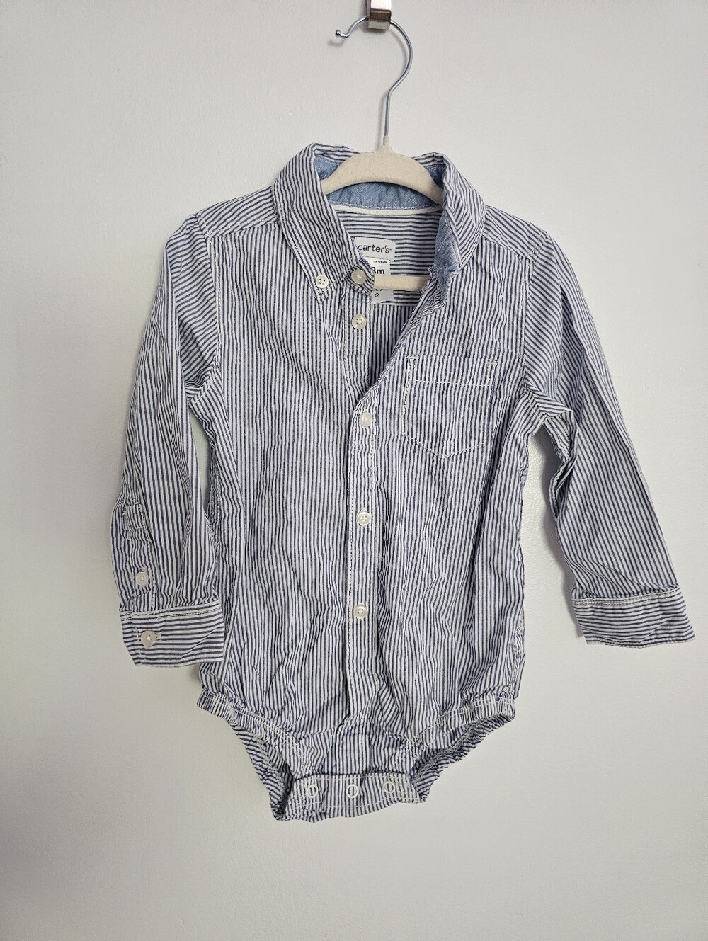 🧸4/20$ Carter's 18M Toddler Boy Blue and White Striped Button-Down Shirt
